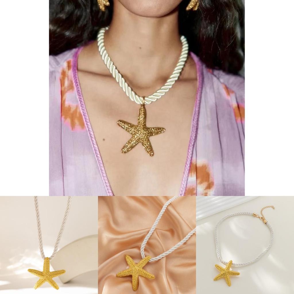 Summer New Starfish Necklace Alloy Shell Jewelry For Women With Ocean Style Charm