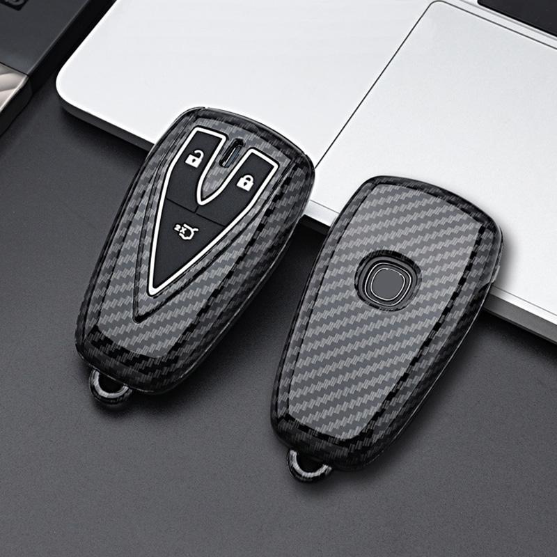 Carbon Fiber Abs Car Key Case Cover Shell For Changan Unit Unik Cs35Plus Cs55 Plus Cs75 Plus Oshan X7 X5 Car Accessories