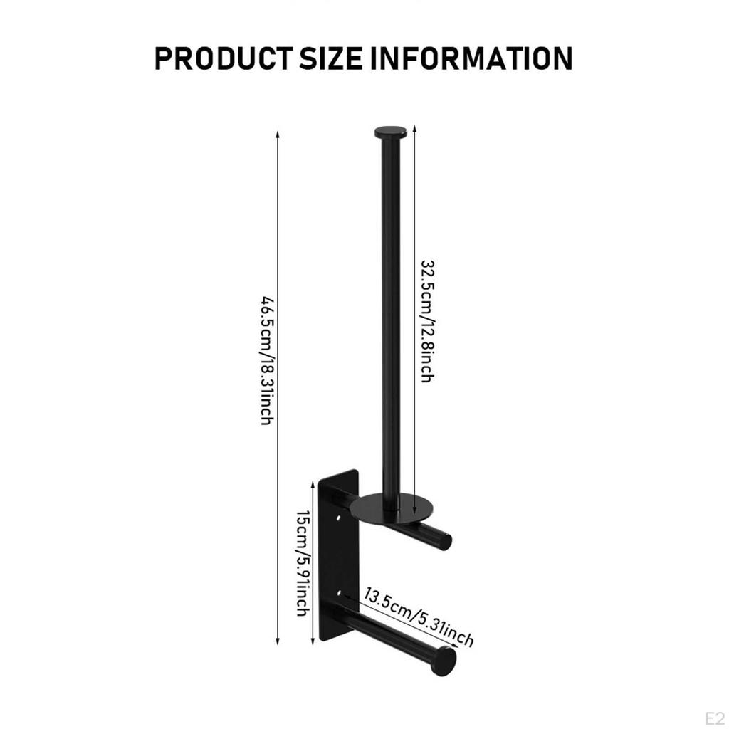 Vertical Toilet Paper Holder Roll Space Saving Multifunctional Carbon Steel Dispenser