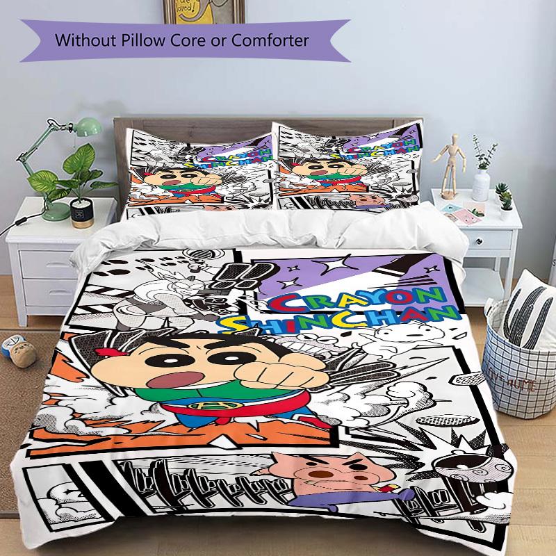 3pcs Crayon Shin-chan Duvet Cover Set, 1 Duvet Cover + 1/2 Pillowcases (No Insert), Bedroom Decor, Allseason Comfort yy251021257