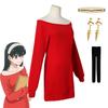 Spy Playhouse Cosplay Costume: Joel Foger Red Sweater & Aniya Skirt for Blair's Male Protagonist Foger