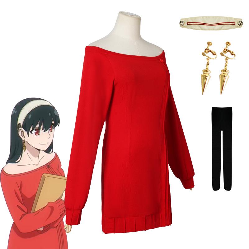 Spy Playhouse Cosplay Costume: Joel Foger Red Sweater & Aniya Skirt for Blair's Male Protagonist Foger