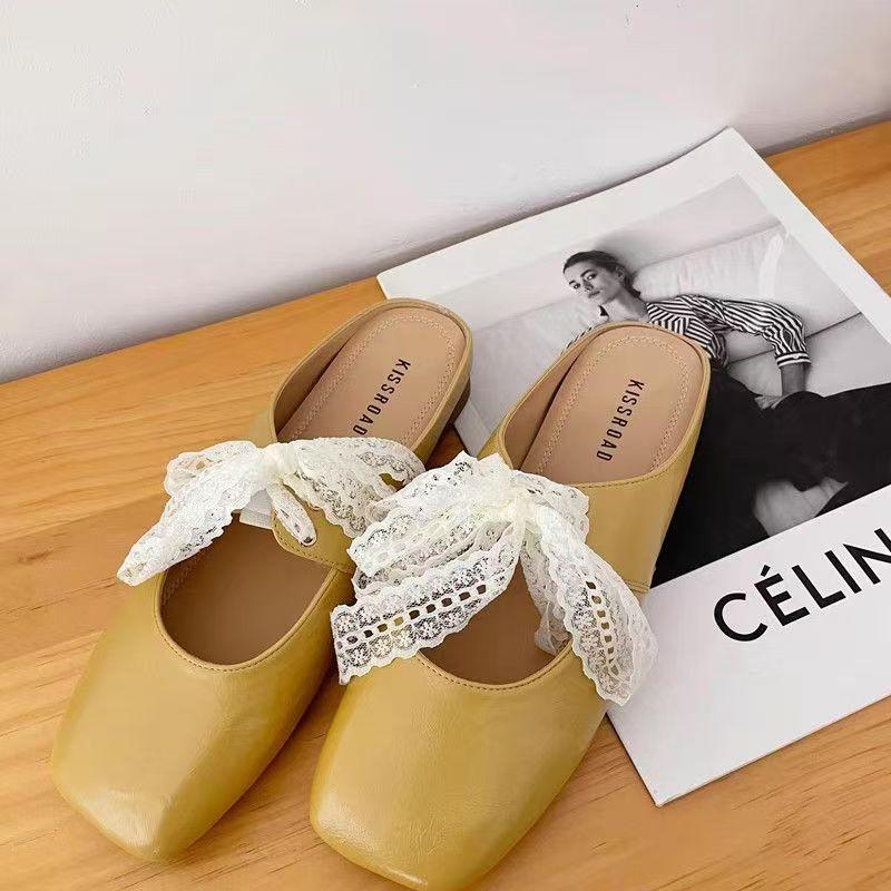 2026 Mules Shoes for Flat Women Square Toe Soft-soled Designs Slippers Woman Flats Slippers Comfortable Slides Shoes Women 369