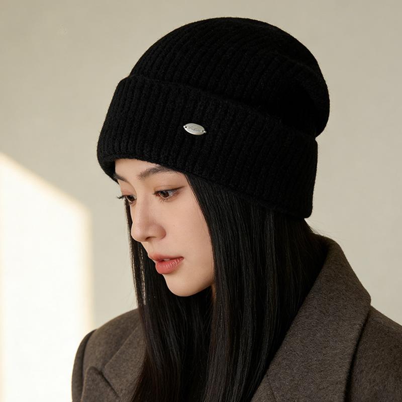 Loose Big Head Circumference Knitted Hat Winter Warm Knitted Stacking Hat Women's Thickened Wool Hat