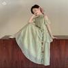 Girls' 2026 Summer Mori-Style Off-Shoulder Halter Neck Lace Beach Dress