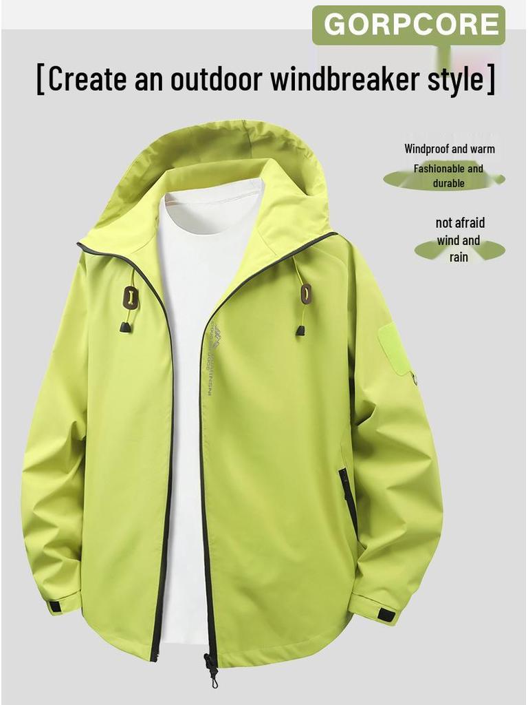 2026 Spring Men's Hooded Windproof Mountaineering Jacket - Trendy Outdoor Casual Workwear Outerwear.
