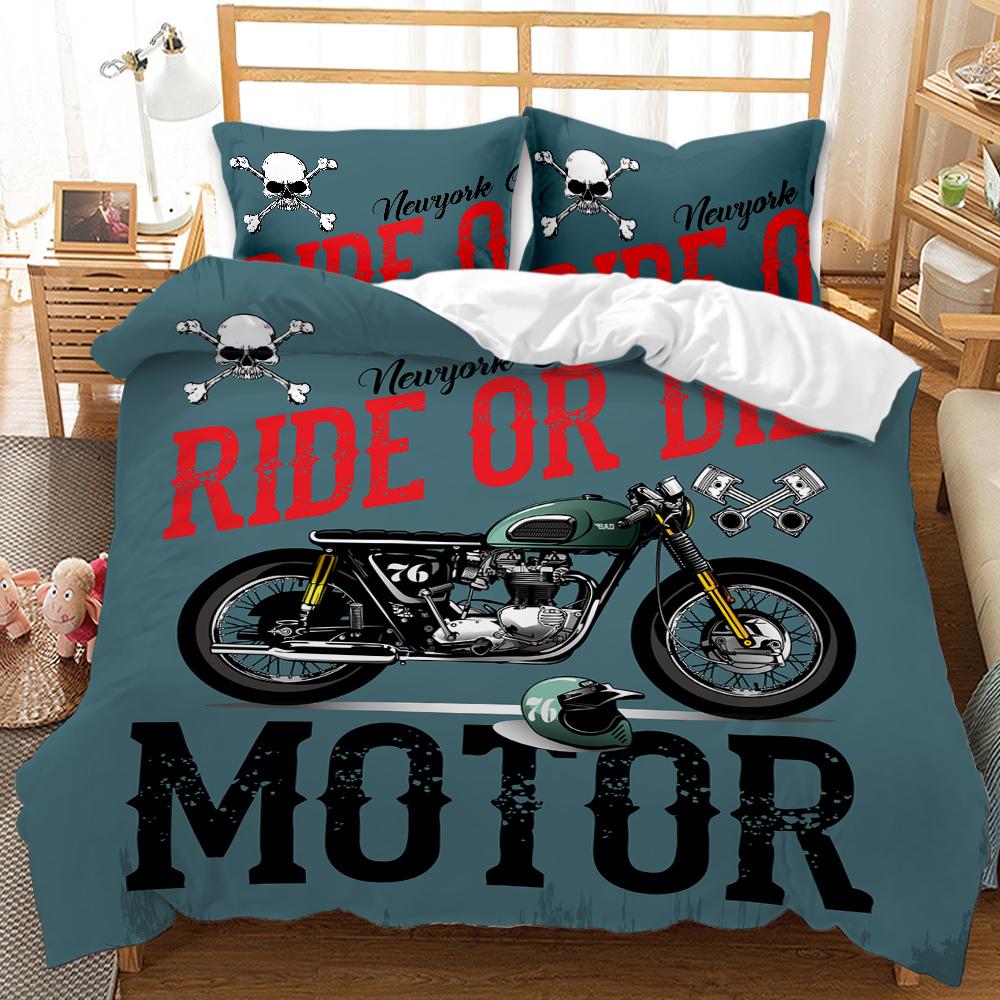 Motocross Rider Bedding Set Extreme Sports Duvet Cover For Kids Children Teens Motorcycle Comforter Cover Dirt Bike Duvet Cover