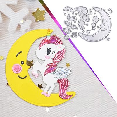 Lua e pônei corte de metal morre artesanato relevo scrapbooking selos para cartão fazendo decoração
