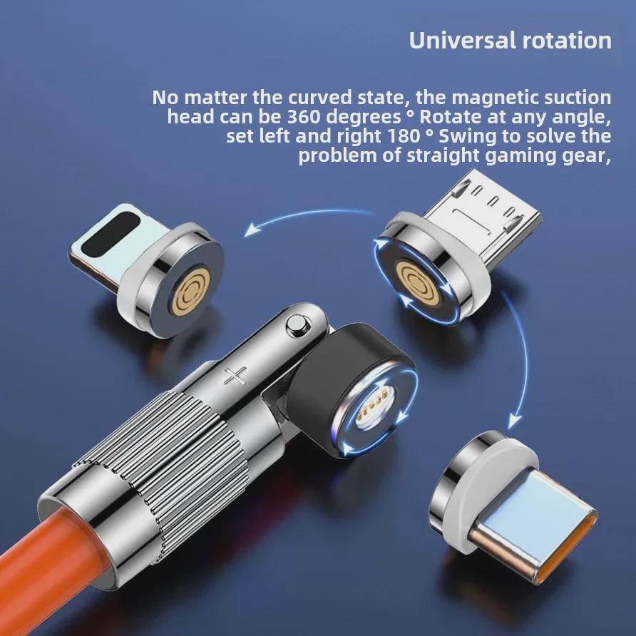 540° Drehbares Zinklegierungs-Magnet-Typ-C-Schnellladekabel, 2m, TPE