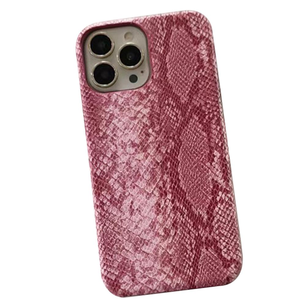 For iPhone 14 Pro Phone Case PC+PU Leather Cover Snake Texture Anti-Drop Phone Back Shell
