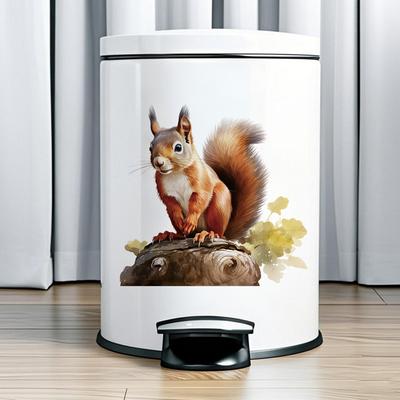 Cute Squirrel Sticker for Trash Bin Bathroom Toilet Decor Self-Adhesive PVC Waterproof Wall Decal