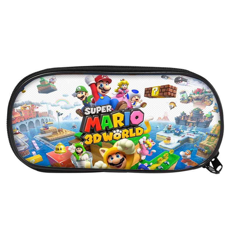 Super Mario Bros Pencil Case For Students Nylon Storage Bag Large Capacity Organizer