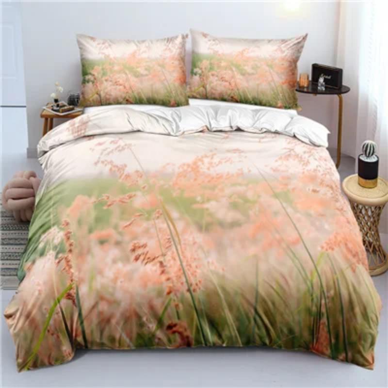 Red Floral King Queen Full Duvet Cover 3D Romantic Flowers Bedding Set For Kids Teens Adults Plant Grey 2/3pcs Soft Quilt Cover