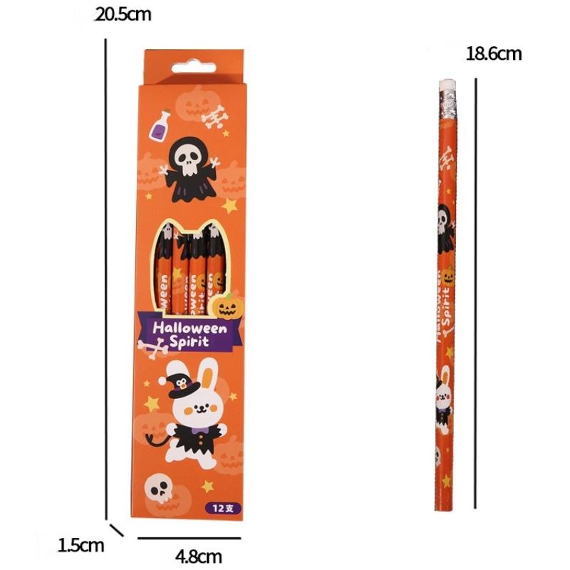 12Pcs/Set Halloween Themed Pencils For Kids Birthday Halloween Party Gift Cartoon Pumpkin Ghost Pencil For School Rewards