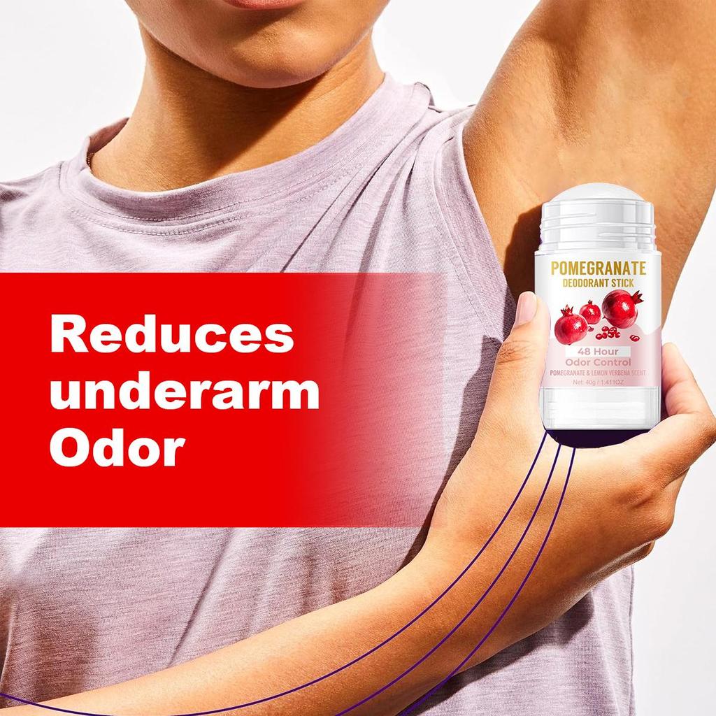 Stick deodorant cu rodie - Deodorizare de lungă durată, protejează bariera pielii - Potrivit pentru toate părțile corpului feminin, 40g