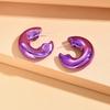 Metallic Color Acrylic Chunky C-shape Hoop Earrings for Women New Irregular Geometric Huggies Earring Glossy Jewelry