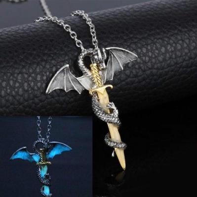 Luminous Dragon Sword Pendant Jewelry Making Findings Necklace Decor