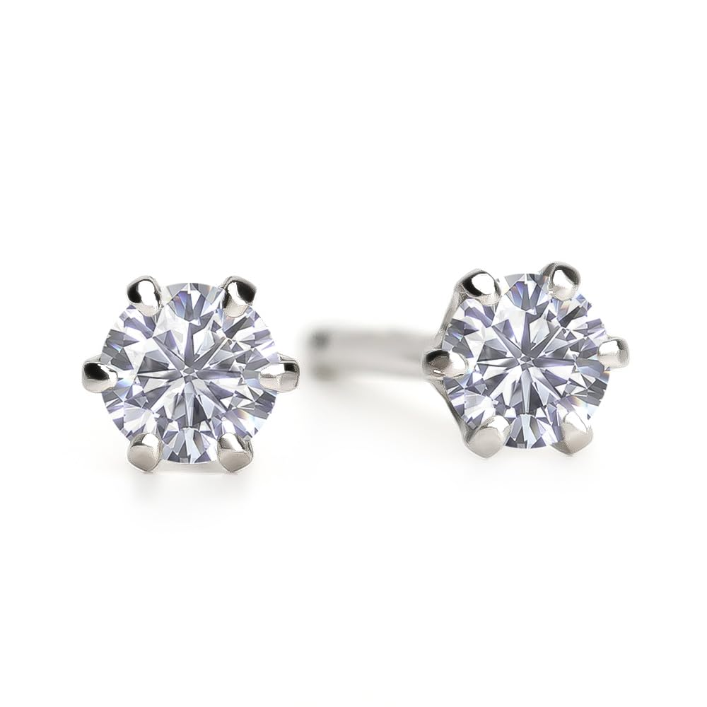 Diamond Lab Single Diamond Earrings for Women in 10K White Gold Box 0.12ct [Gift Set]