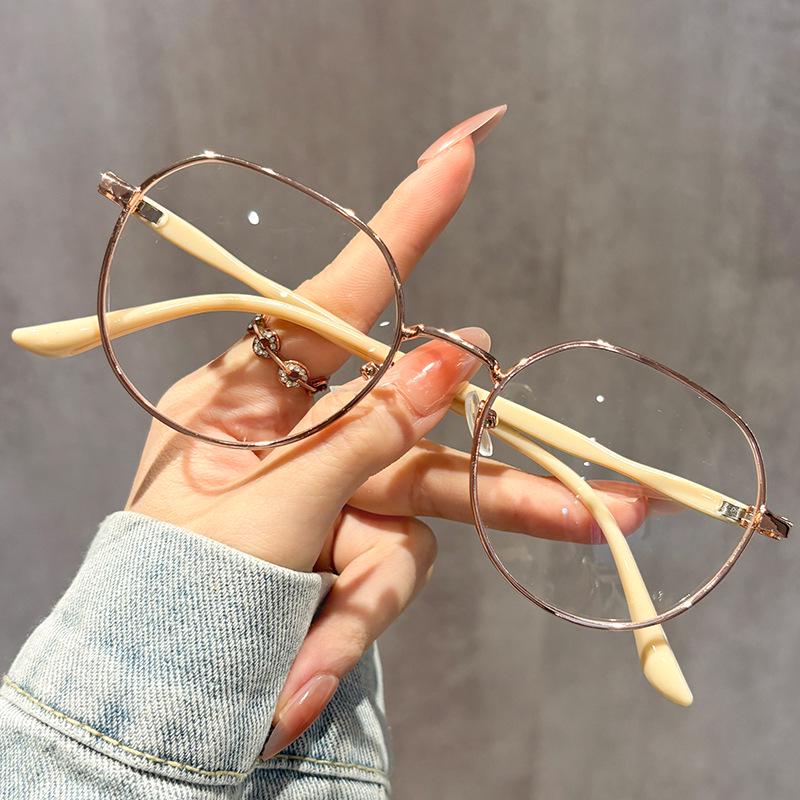 Retro Titanium Round Frame Glasses with Anti-Blue Light Lenses - Xiaohongshu Style for Influencers