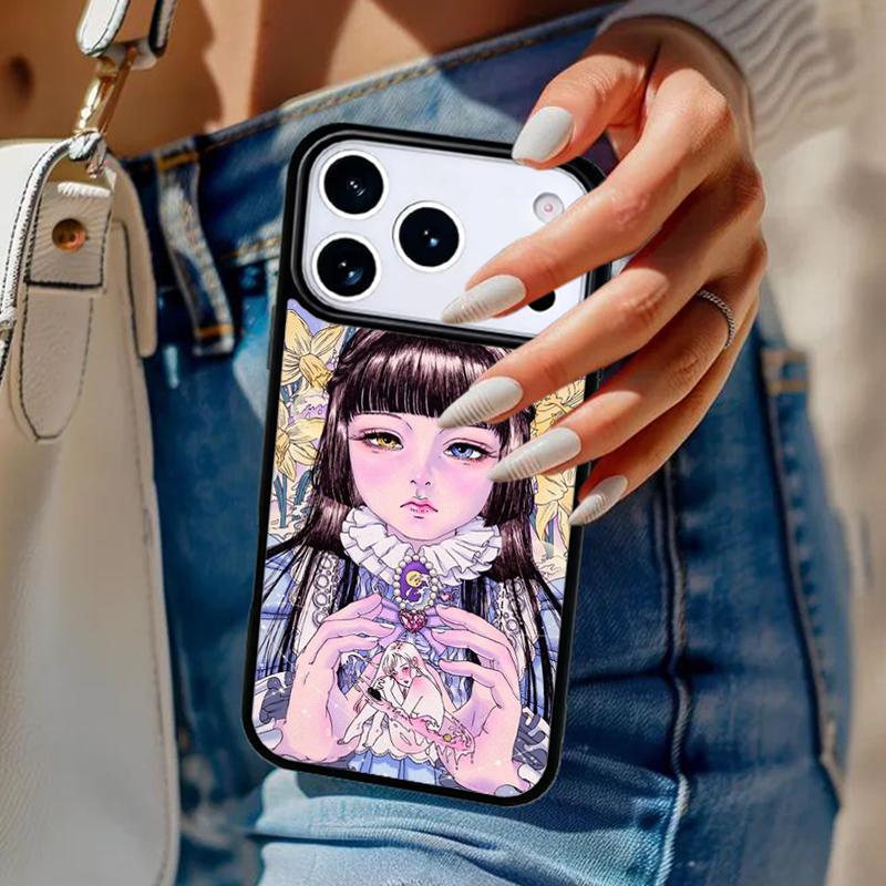 Cartoon Girl illustration Phone Case For iPhone 17 Air 14 15 13 12 Max Cover For Apple 14 15 16 16e 11 Pro Max Plus Coque
