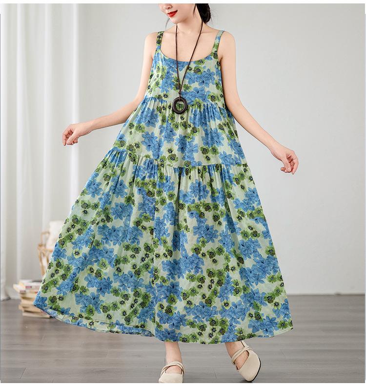 

Платье с бретелькой больших размеров, праздничные свободные женские платья в деревенском стиле с принтом, большие качели One Size