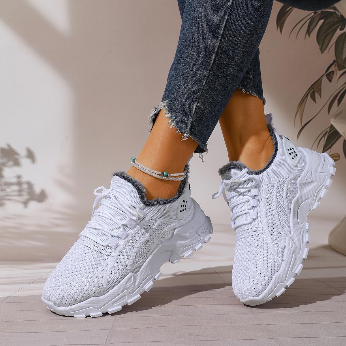 

Women Sneakers Winter Warm Sports Shoes Women Non Slip Soles Suitable for Cold Weather Sneakers Outdoor Walking Shoes Ladies 36 білий
