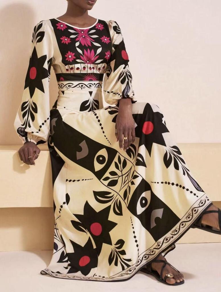Cross2025 Bohemian Long Sleeve European Holiday Dress