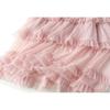 Qooth Elegant Women A Line Tulle Ruffle Skirt Wide Hem Mid Length Elastic Waist Casual Skirt QT2698