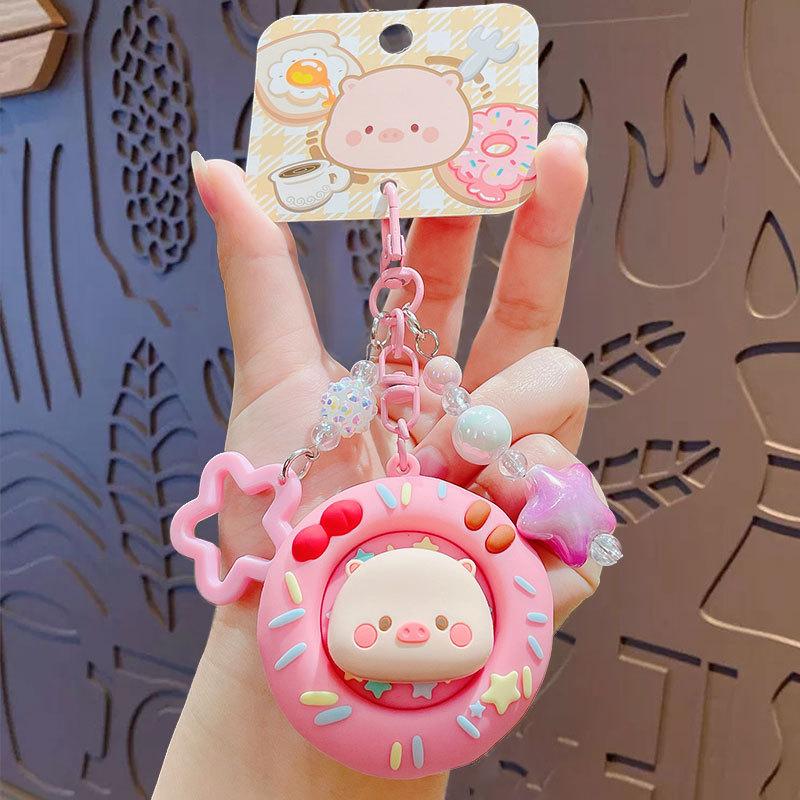 Cartoon Piggy Mengmeng Donut Doll Keychain Pendant Couple Bag Keychain Pendant Small Gift