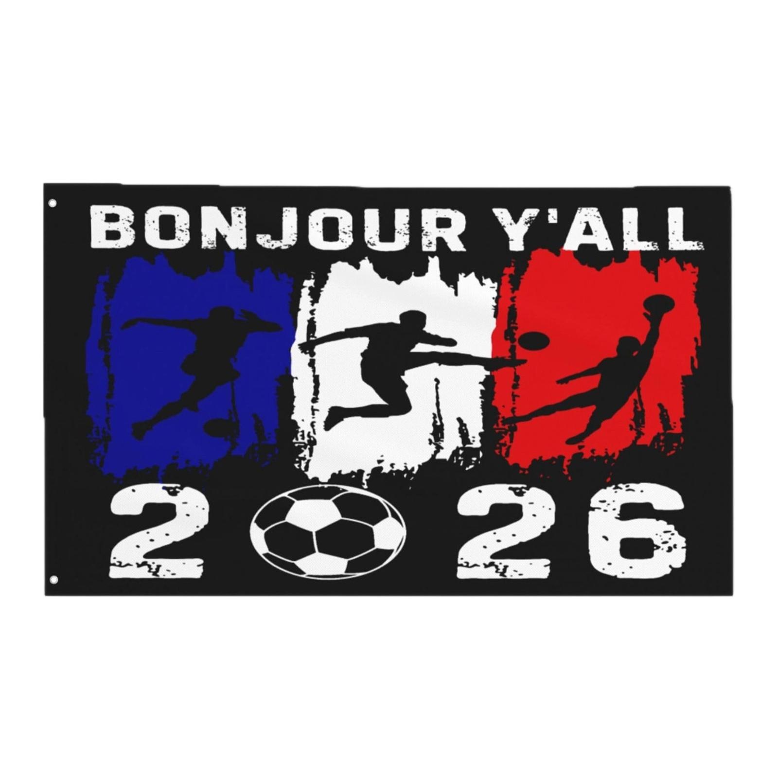35FT World Flag French Fan Support Banner One Size
