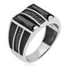 Hot Selling Silver Plated Stainless Steel Vintage Black Face Zircon Ring For Men Ring  Accessories Wholesale Size 7-13