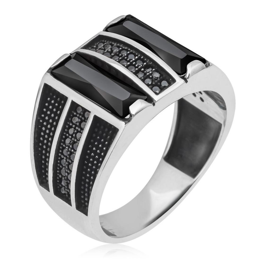 

Hot Selling Silver Plated Stainless Steel Vintage black face zircon ring For Men Ring Accessories Wholesale Size 7-13 13