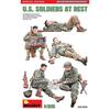 Miniart 1/35 Scale US Army Soldiers At Rest (5-Piece Set) Special Edition Plastic Model Kit with Infantry Weapons and Equipment (MA35318)