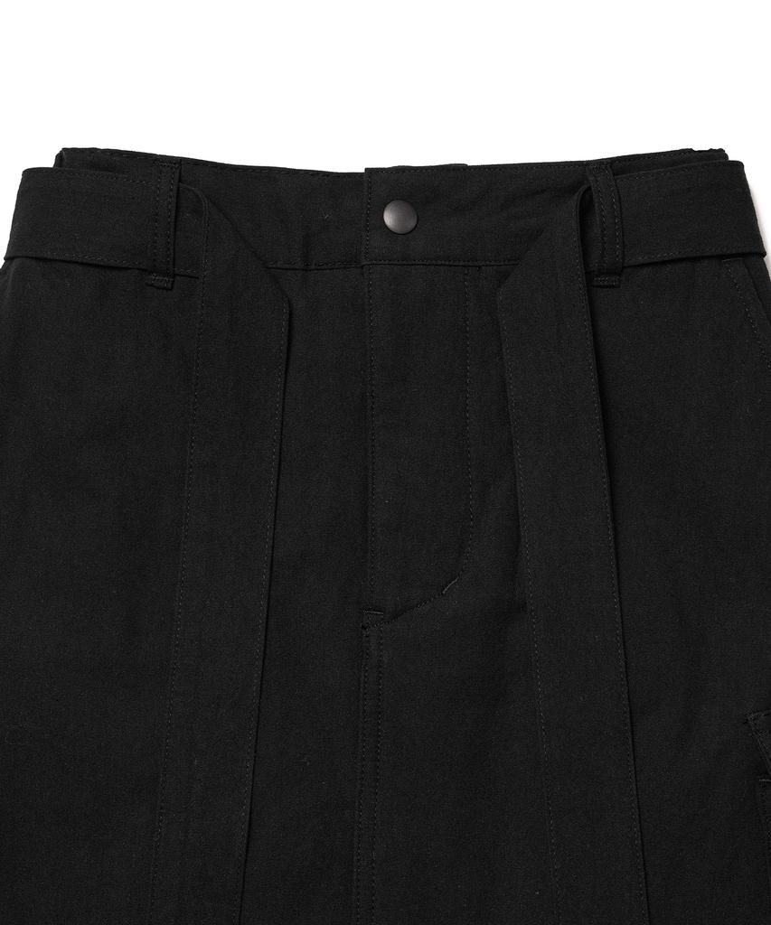 Cotton Bell Padded Cargo Skirt - Black