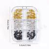 6 Grids Punk Style Flat-Back Metal Nail Art Rivet Pyramid-Shaped Charms Studs Accessories For Manicure Nails Decoration Supplies