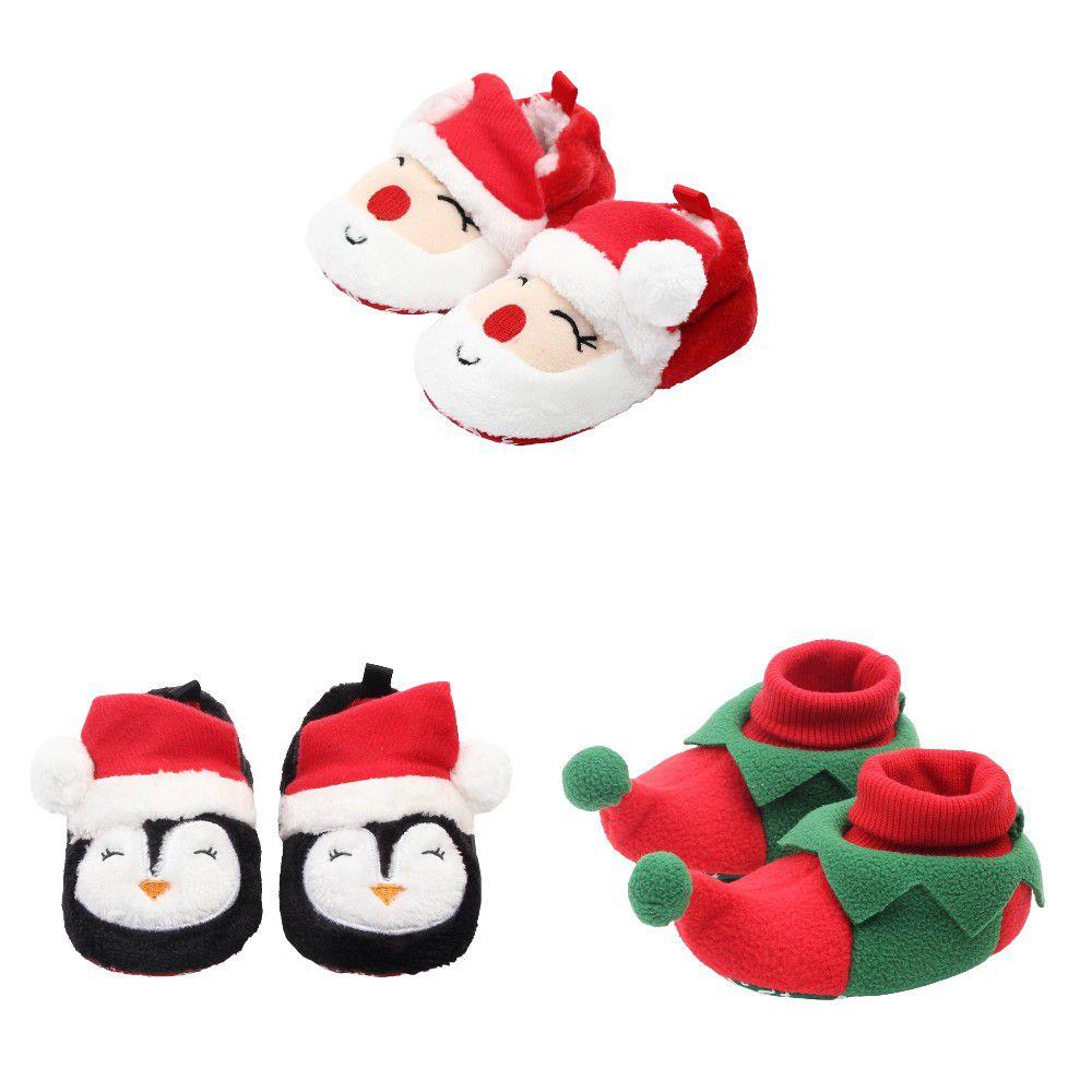 Christmas Gift Kids Baby Girl Boy Toddler Warm Slippers 3d Reindeer Santa Claus Shoes