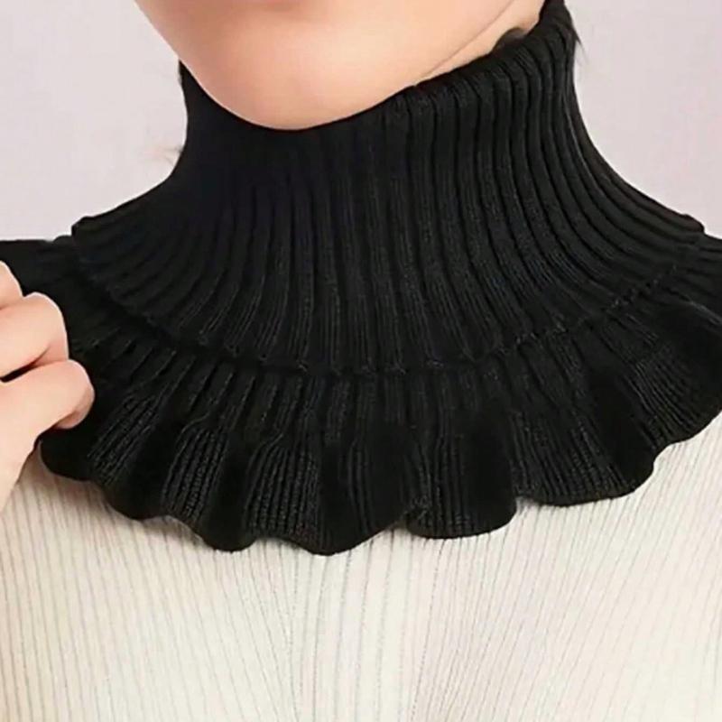 

1 шт. Женские шарфы Зимний шарф, Изготовлен из мягкого полиэфирного волокна, Элегантный дизайн, Грелка для шеи, Вязаный шарф, Без пушистого снуда чёрный