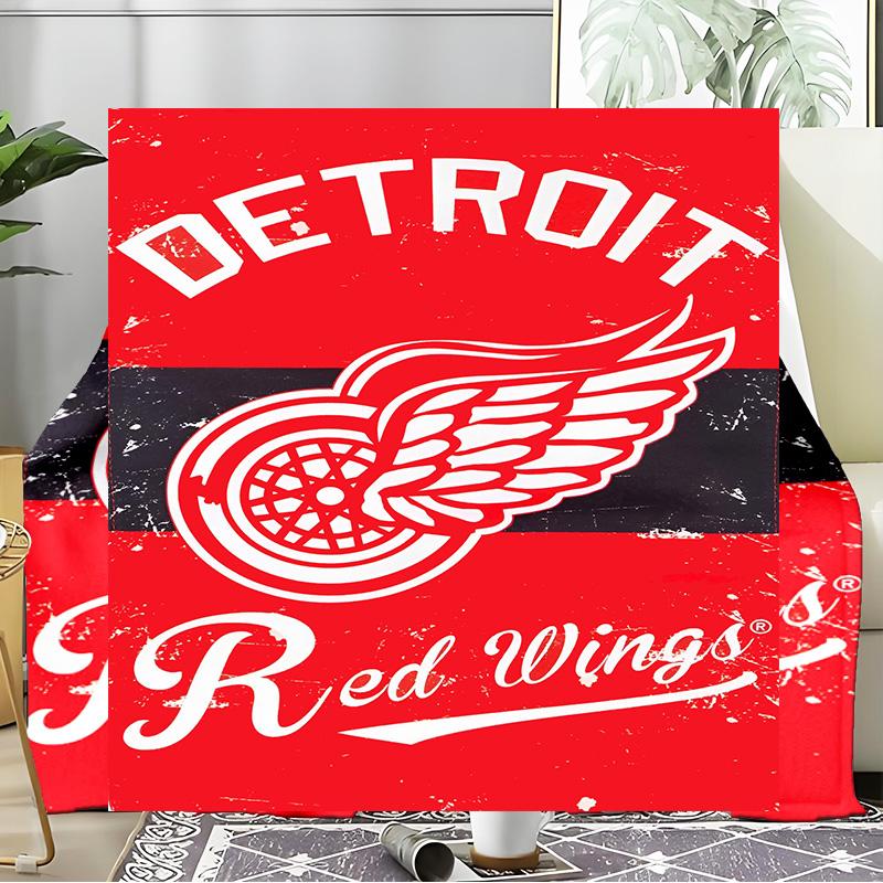Vintage Detroit Wings Logo Decke Flanell Überwurf für Sofa, Innenbereich, Camping, Wohnzimmer, Büro, Stuhl und Bett Weiches Geburtstagsgeschenk
