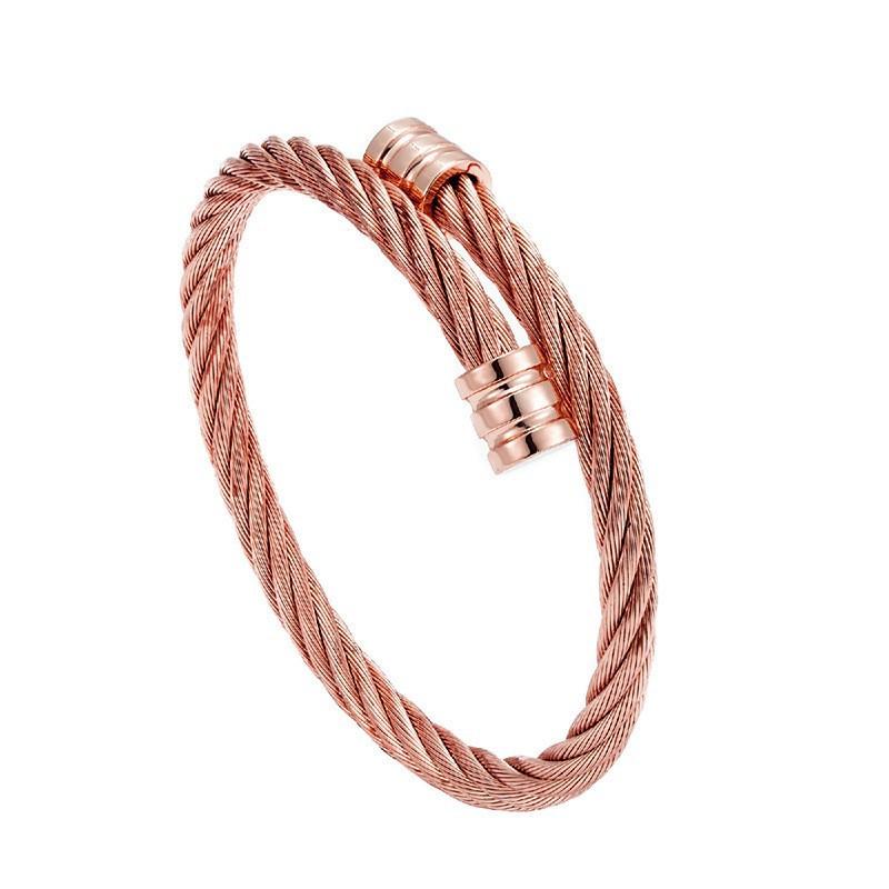 E-commerce titanium steel Weiya wire steel wire bracelet male hip-hop punk opening elastic jewelry