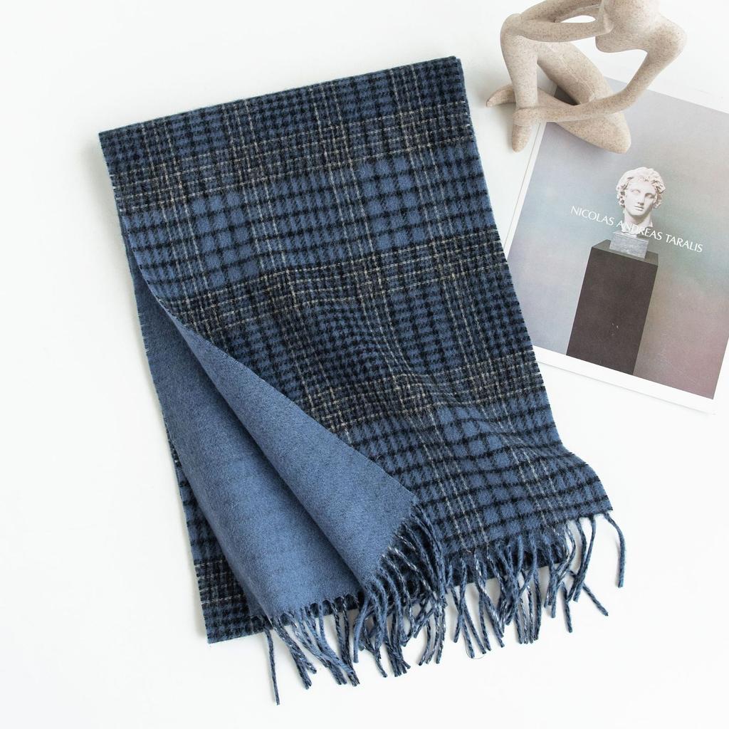 Autumn and winter new wool scarves men's and women's retro plaid thickened fringed scarves fashionable versatile shawls