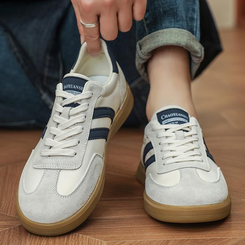 Lace-Up Men Comfortable Casual Shoes Leather Flats Men's Walking Footwear All-match Skate Shoes Men New Arrival Mens Sneakers