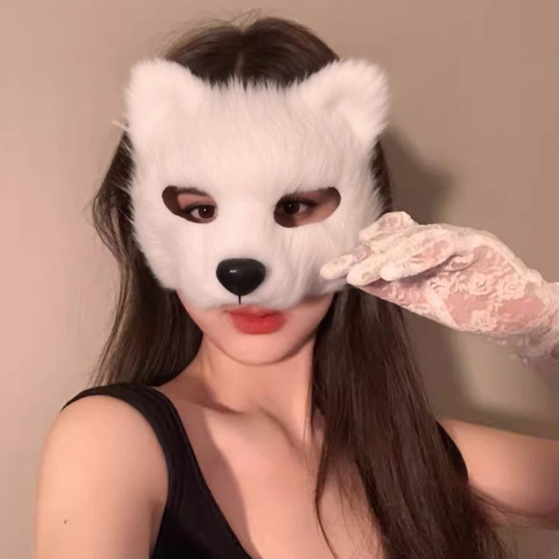 Cats Costumes Cosplay Half Face Cats Mask Cats Paws Gloves Cats Tail Set Halloween Animal Fancy Costume Accessories Kit