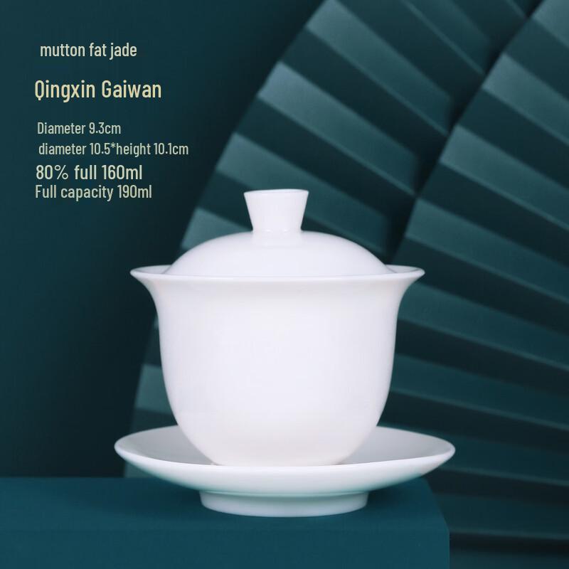 Cha Xun Dehua Mutton Fat Jade Porcelain Gaiwan