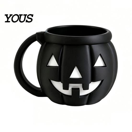 Funny Pumpkin Kitchen Organizer Halloween Ice Cream Cup with Spoon, Keeps Hands Warm Dessert Holder Cup, PLA Creative Sleeve for Home Party
