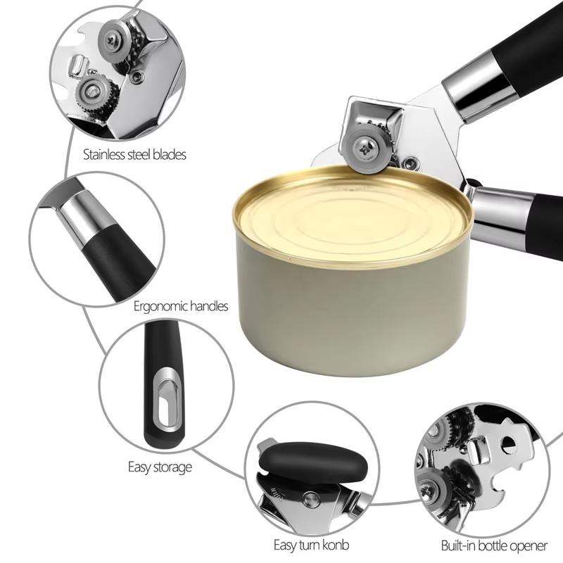 1 Piece Professional Can Openers Stainless Steel Tin Can Openers Manual Tin Jar Bottle Cans Opener With Bear Opener YY012