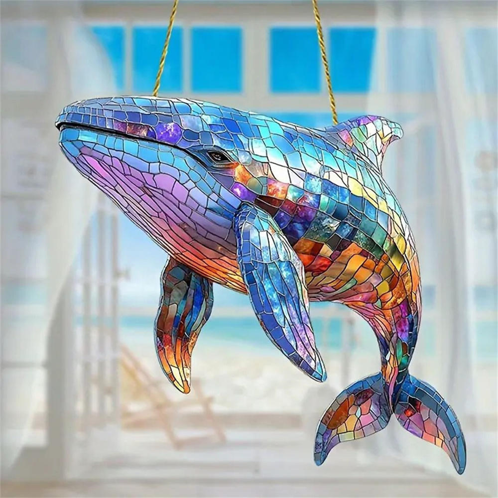 NEW Acrylic Painted Hummingbird Pendant Bird Floral Pattern Suncatcher Round Wreath Porch Window Outdoor Patio Hanging Ornaments