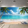 Seaside Event Banner Vivid Color Scheme Ocean Celebration Banner Summer Photo Backdrop Blue Ocean Theme Seaside Backdrop