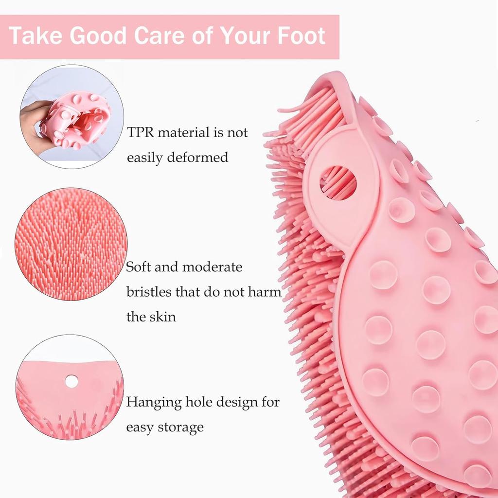 Silicone Foot Scrubber Mat for Shower – Large 30x23cm Non-Slip Massage Mat with Soft Bristles, Exfoliating Foot Cleaner for Bathroom, Improves Ci