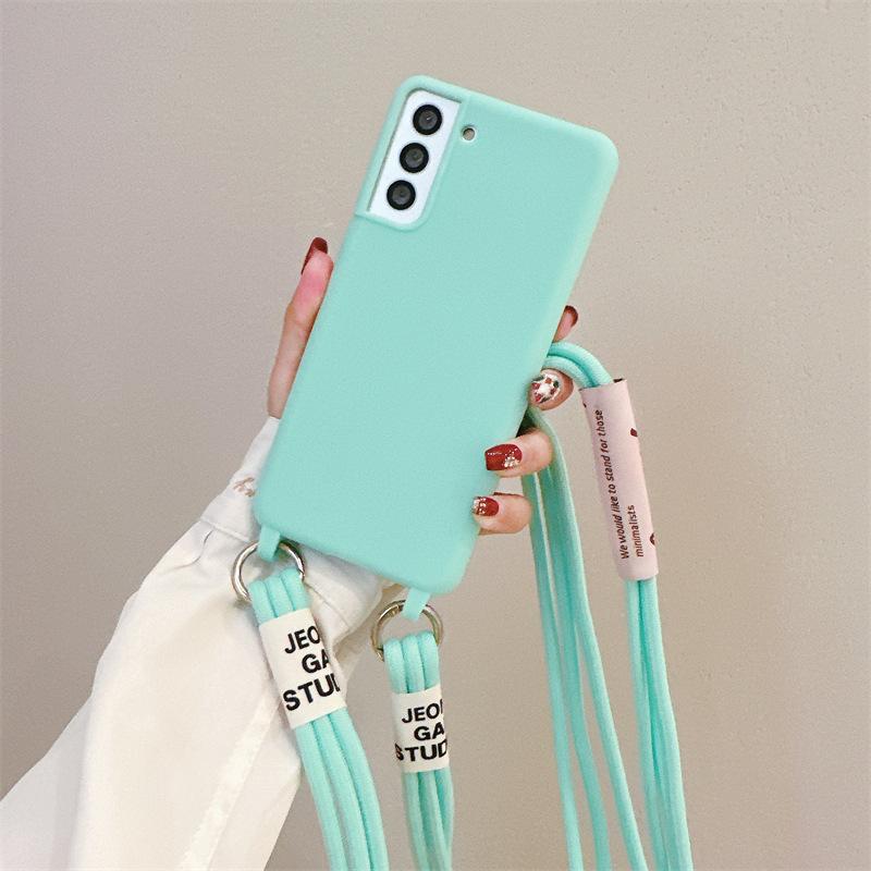 Candy Color Lanyard Integrated Soft Shell for Women Suitable for Samsung S25 UltraS24S23 Mobile Phone Case for Women A16A06 Japanese and Korean