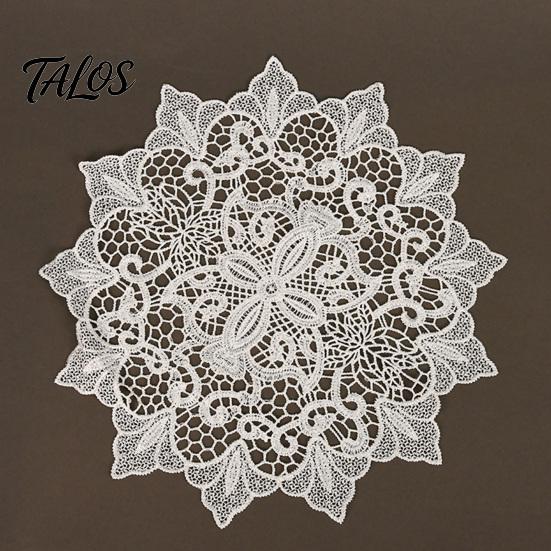 Elegant Lace Placemats Round White Doily, Retro Placemat, Embroidered Table Mat, Coffee Covers Doilies for Wedding Bridal Shower Dining Decor